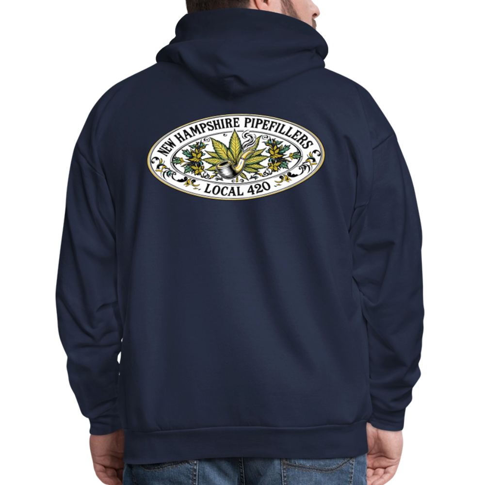 NEW HAMPSHIRE PIPEFILLERS LOCAL 420 2 EMBLEM Men's Hoodie - navy
