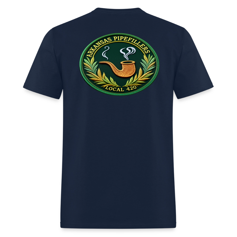 ARKANSAS PIPEFILLERS LOCAL 420 F/B EMBLEMS  Men's T-Shirt - navy