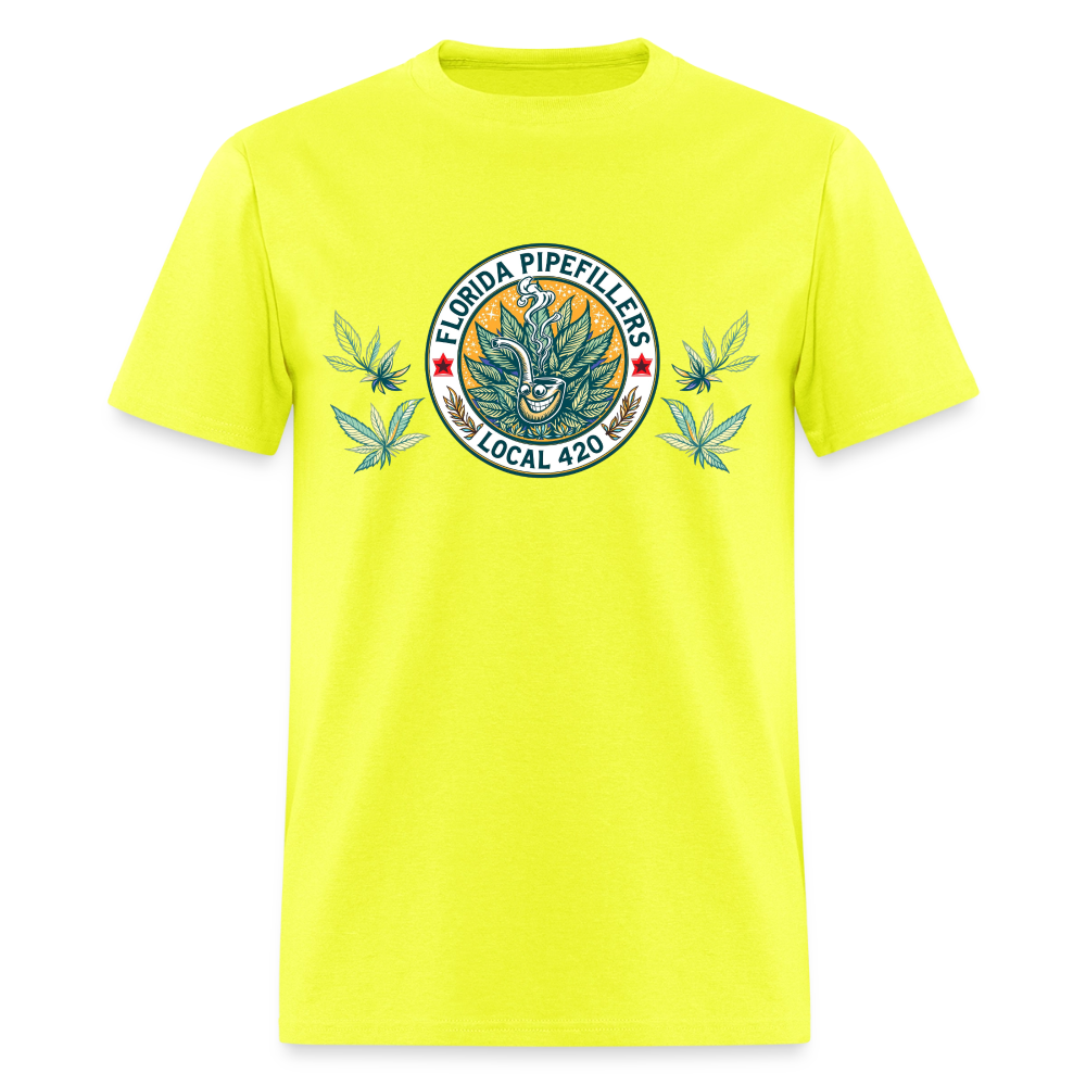 FLORIDA PIPEFILLERS LOCAL 420 Men's T-Shirt - safety green