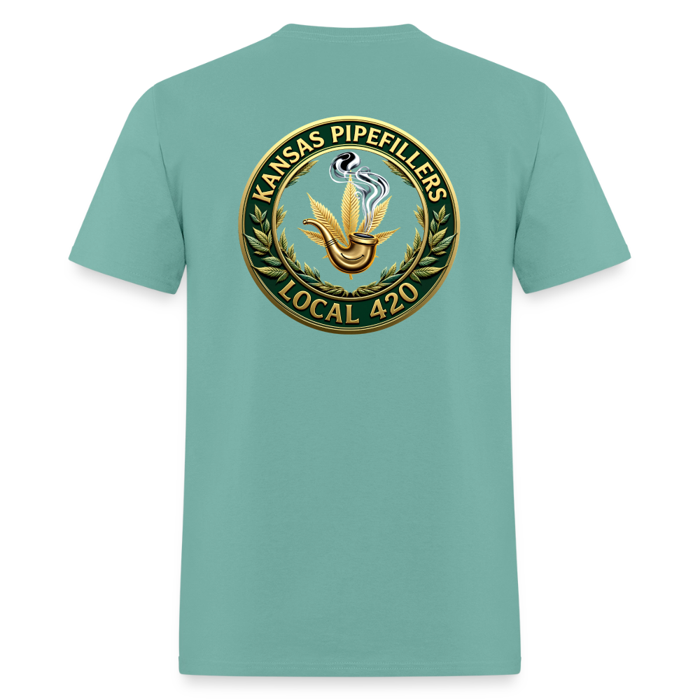KANSAS PIPEFILLERS LOCAL 420 F/B DESIGNS Men's T-Shirt - aquatic