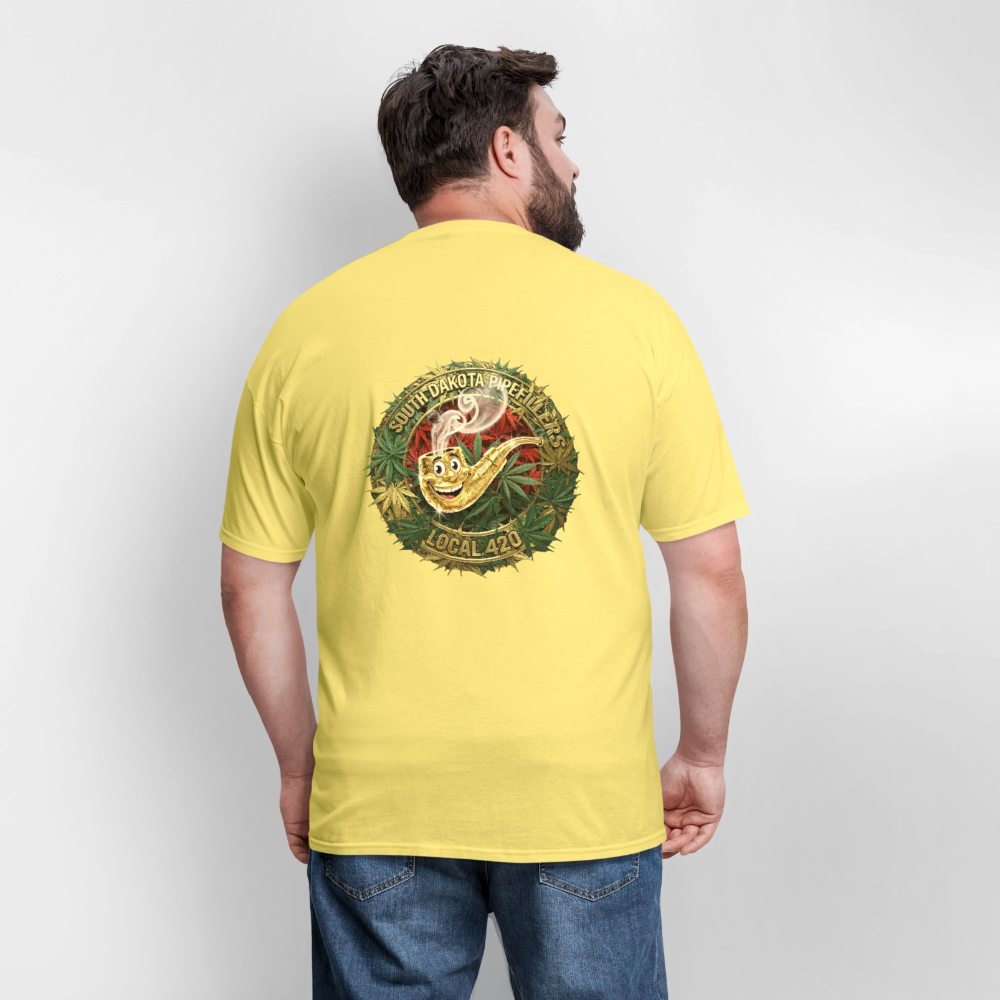 SOUTH DAKOTA PIPEFILLERS LOCAL 420  F/B DESIGN Men's T-Shirt - cornsilk