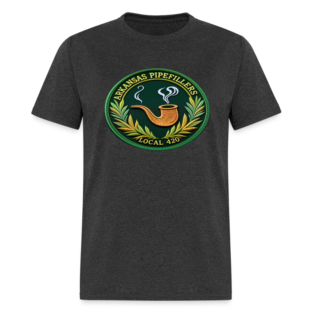 ARKANSAS PIPEFILLERS LOCAL 420 F/B EMBLEMS  Men's T-Shirt - heather black