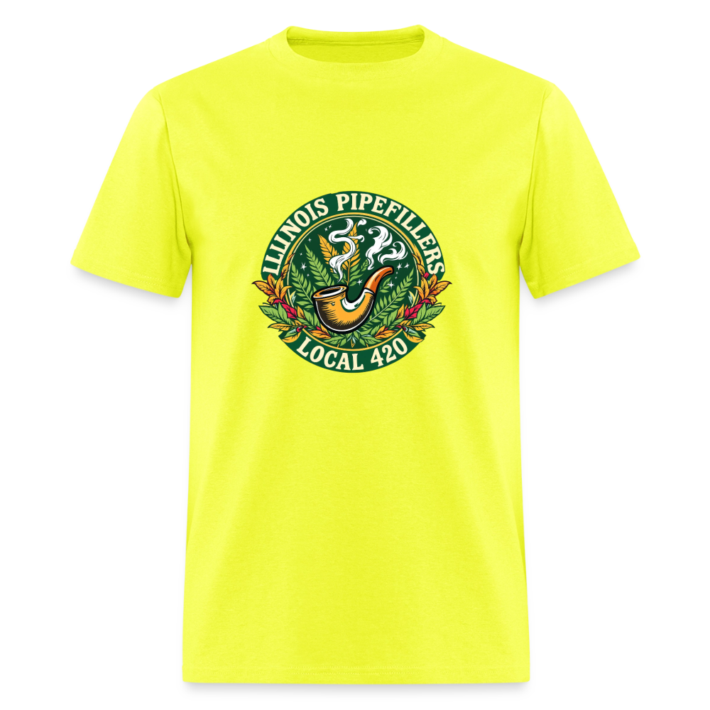 ILLINOIS PIPEFILLERS LOCAL 420 Men's T-Shirt - safety green