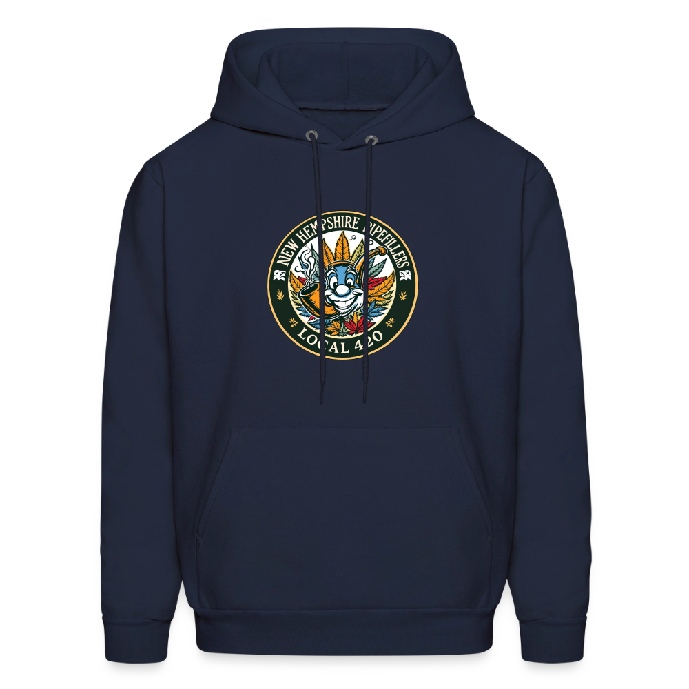 NEW HEMPSHIRE PIPEFILLERS LOCAL 420 2 EMBLEM Men's Hoodie - navy