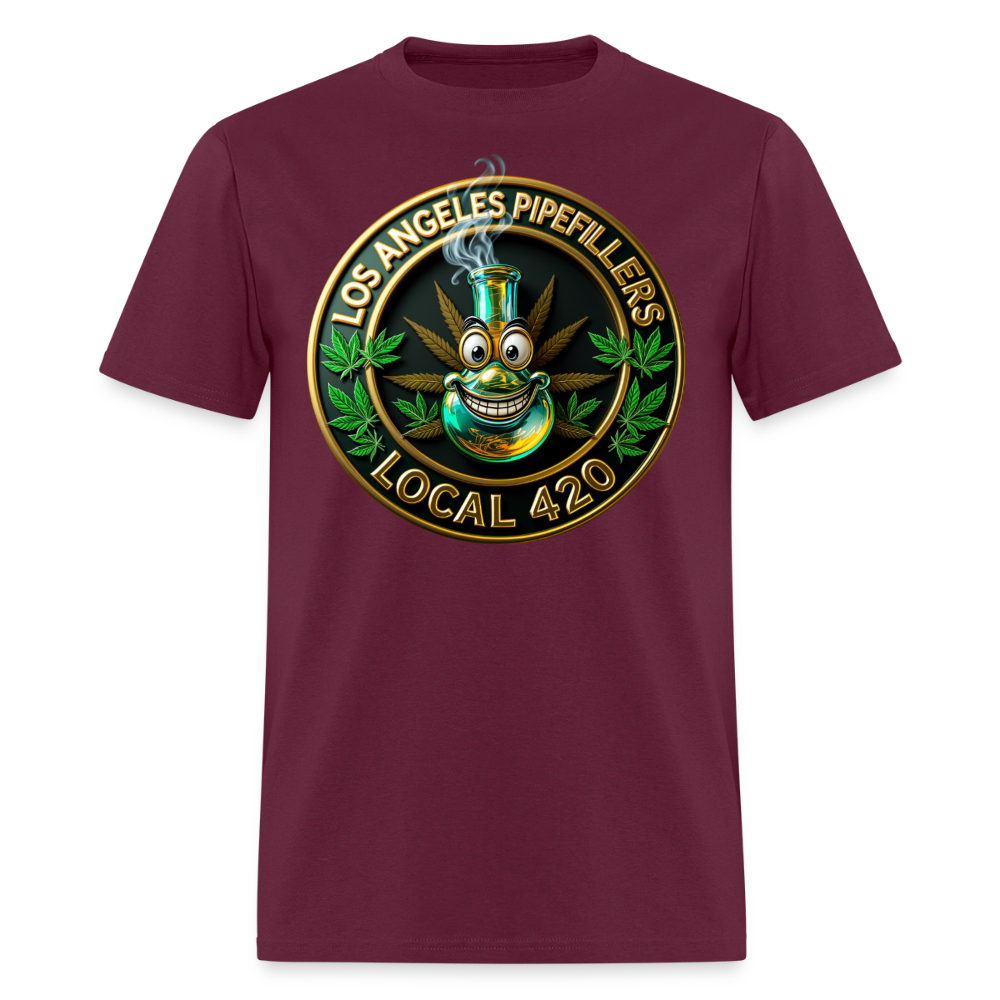LOS ANGLES PIPEFILLERS LOCAL 420 Men's T-Shirt - burgundy