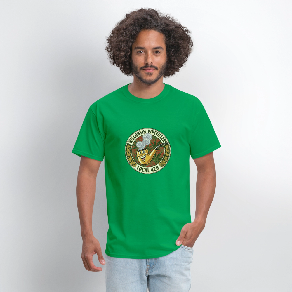 WISCONSIN PIPEFILLERS LOCL 420 Men's T-Shirt - bright green