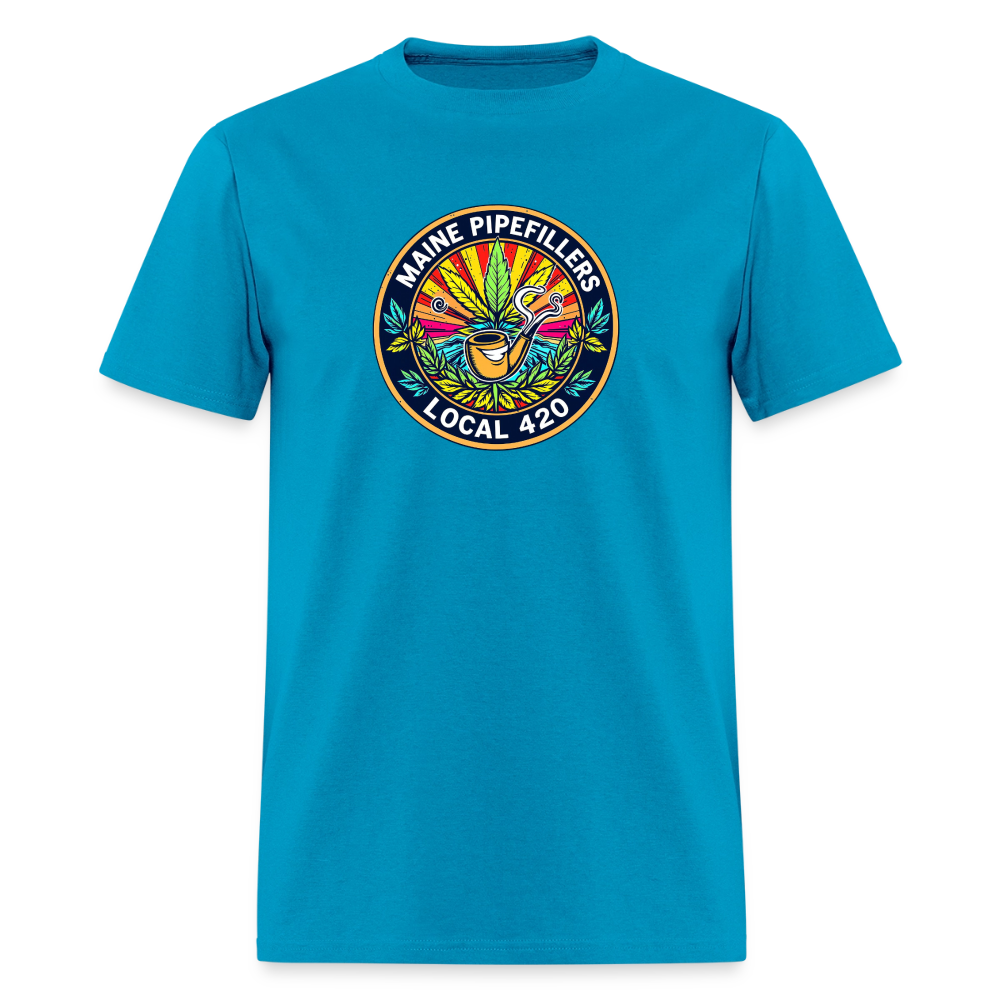 MAINE PIPEFILLERS LOCAL 420 2 EMBLEM Men's T-Shirt - turquoise