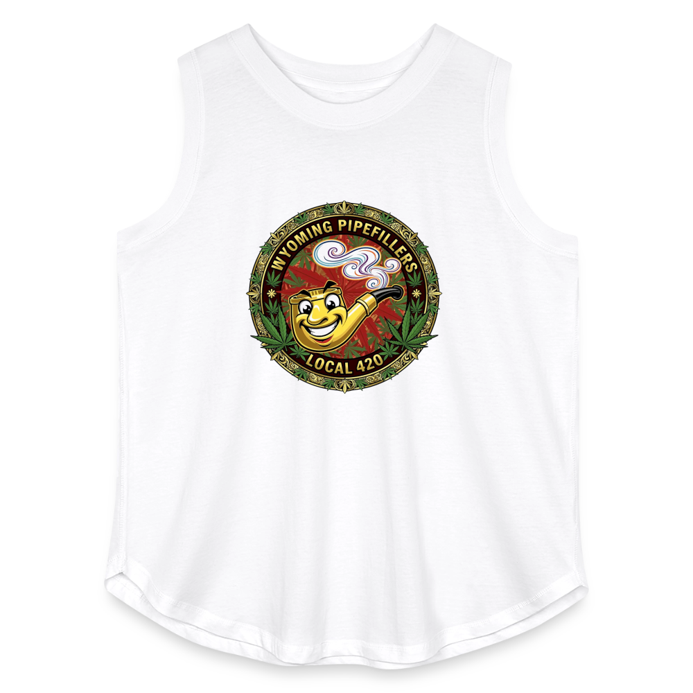 WYOMING PIPEFILLERS LOCAL 420 Women's Curvy Relaxed Tank Top - white