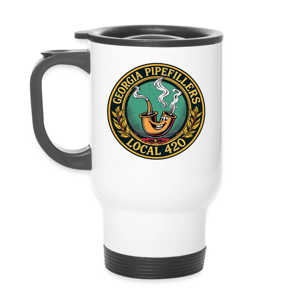 GEORGIA PIPEFILLERS LOCAL 420 14oz Stainless Steel Travel Mug - white