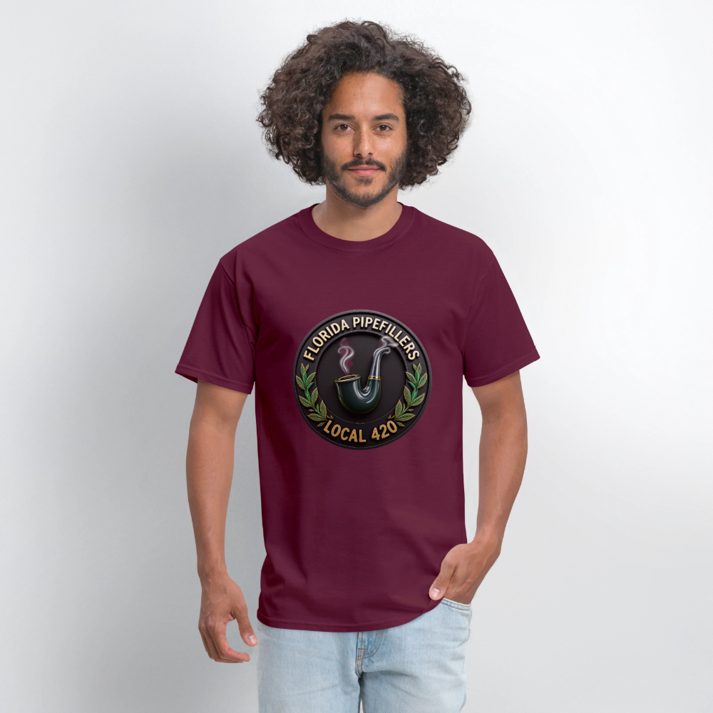 FLORIDA PIPEFILLERS LOCAL 420 F/B DESIGN Men's T-Shirt - burgundy