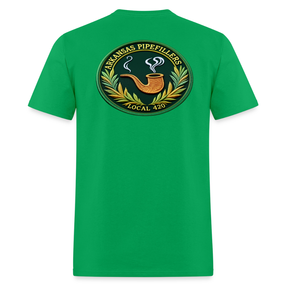 ARKANSAS PIPEFILLERS LOCAL 420 F/B EMBLEMS  Men's T-Shirt - bright green