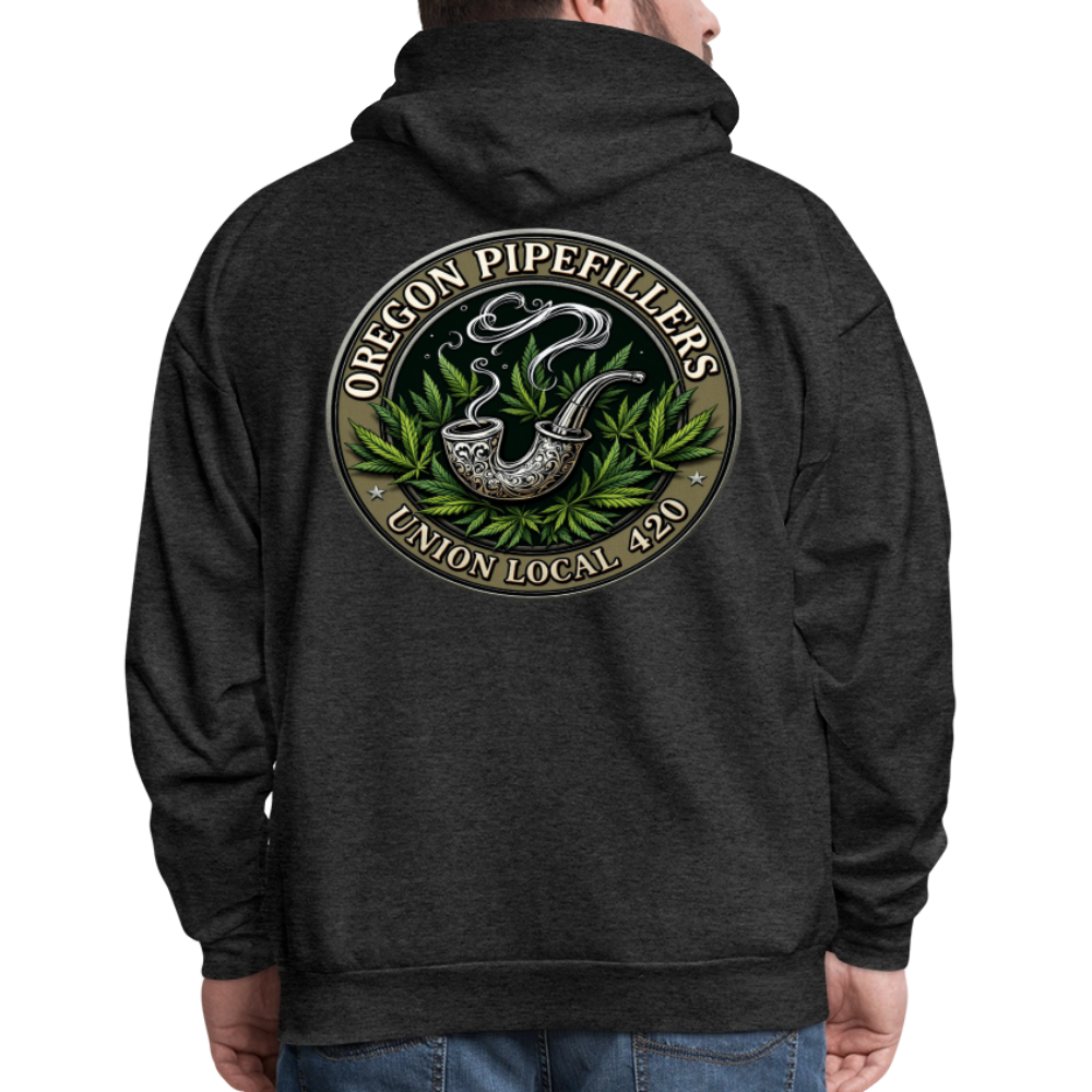 OREGON PIPEFILLERS LOCAL 420 2 EMBLEM Men's Hoodie - charcoal grey