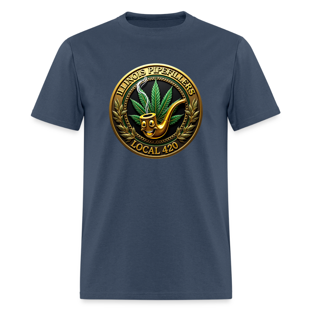 ILLINOIS PIPEFILLERS LOCAL 420 F/B EMBLEMS Men's T-Shirt -  blue dusk