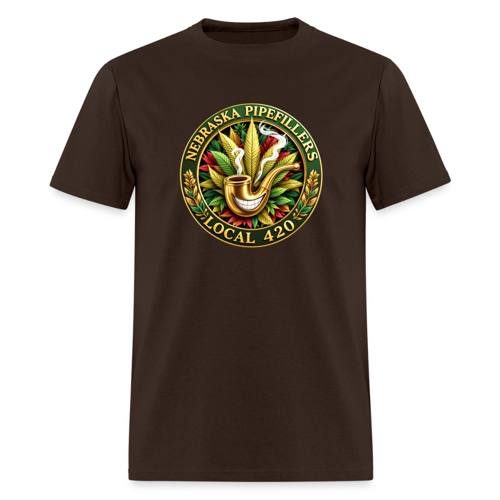 NEBRASKA PIPEFILLERS LOCAL 420 F/B DESIGNS Men's T-Shirt - brown