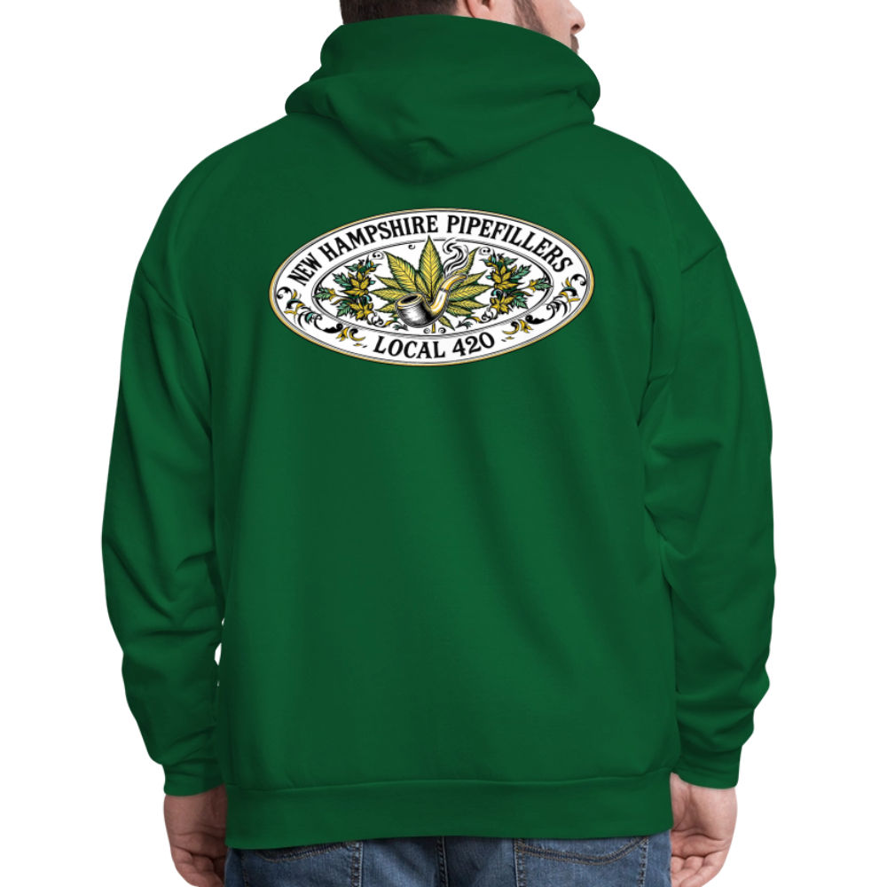 NEW HAMPSHIRE PIPEFILLERS LOCAL 420 2 EMBLEM Men's Hoodie - forest green