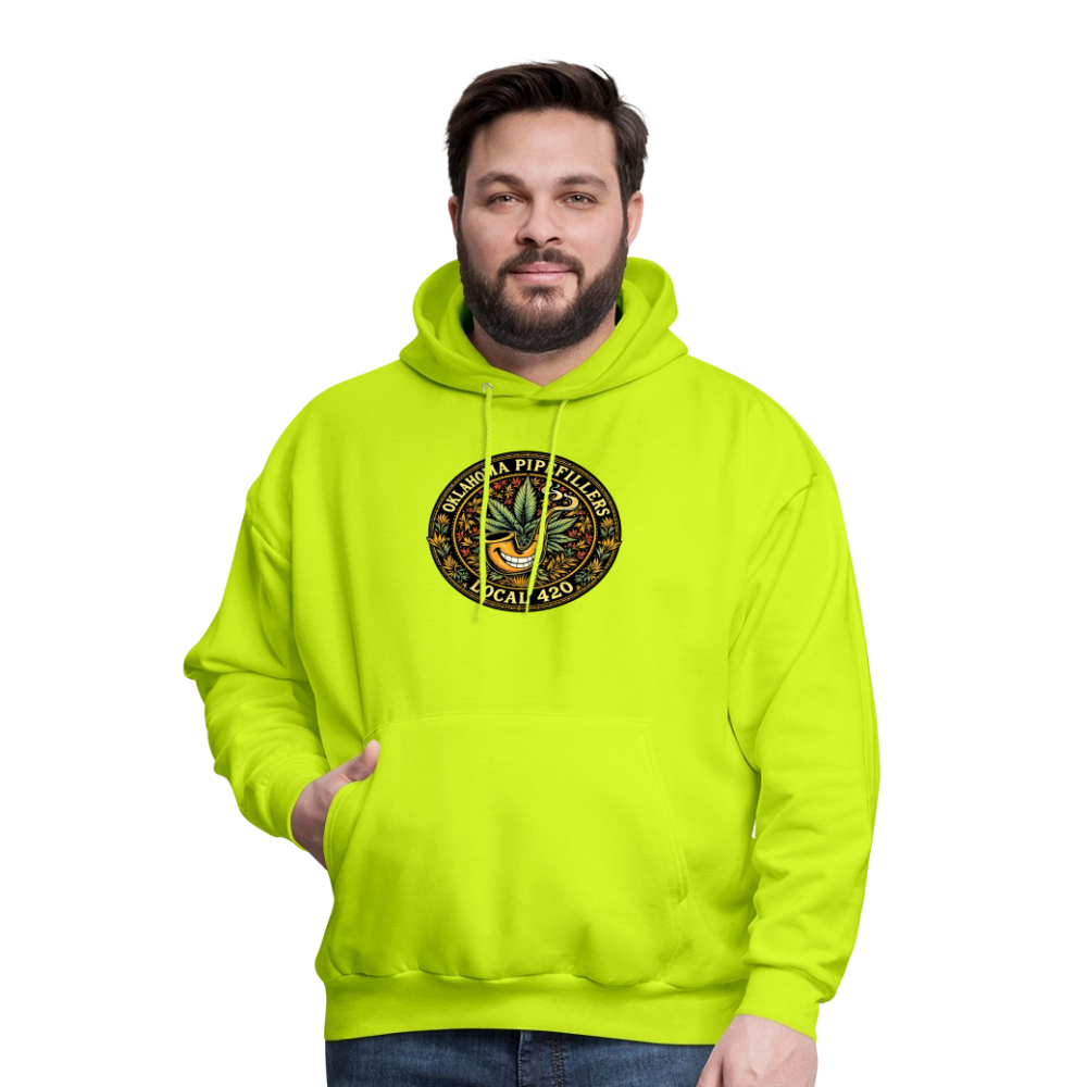 OKLAHOMA PIPEFILLERS LOCAL 420  F/B DESIGNS Men's Hoodie - safety green