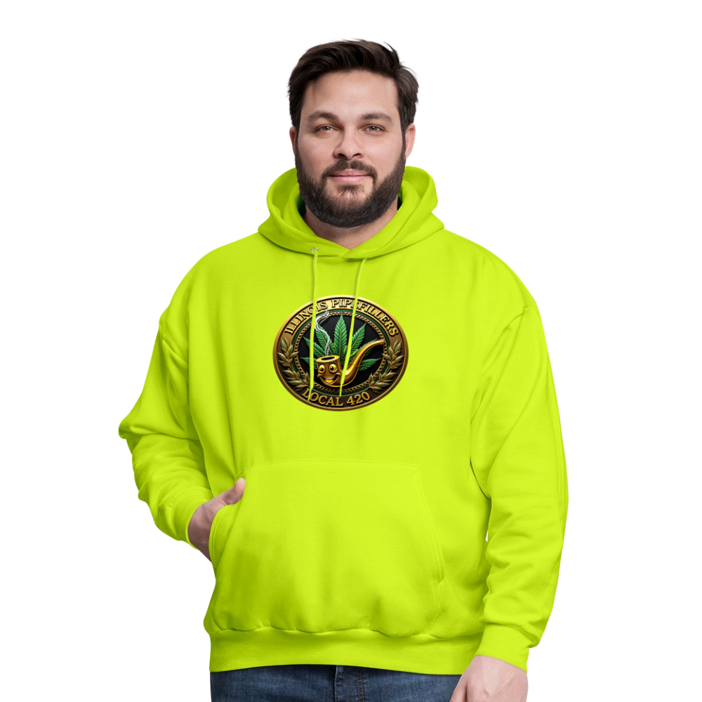 ILLINOIS PIPEFILLERS LOCAL 420  Men's Hoodie - safety green