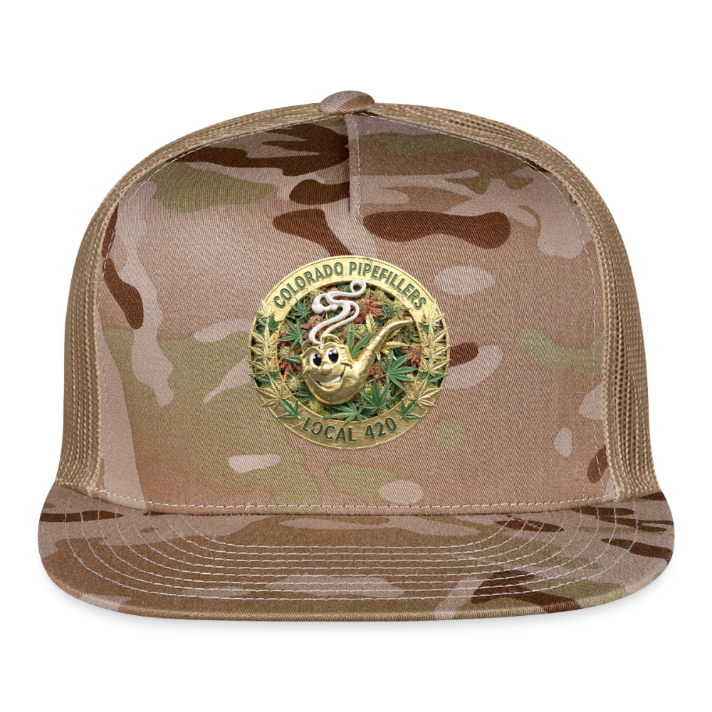 COLORADO PIPEFILLERS LOCAL 420 CAMO Trucker Hat - MultiCam\tan