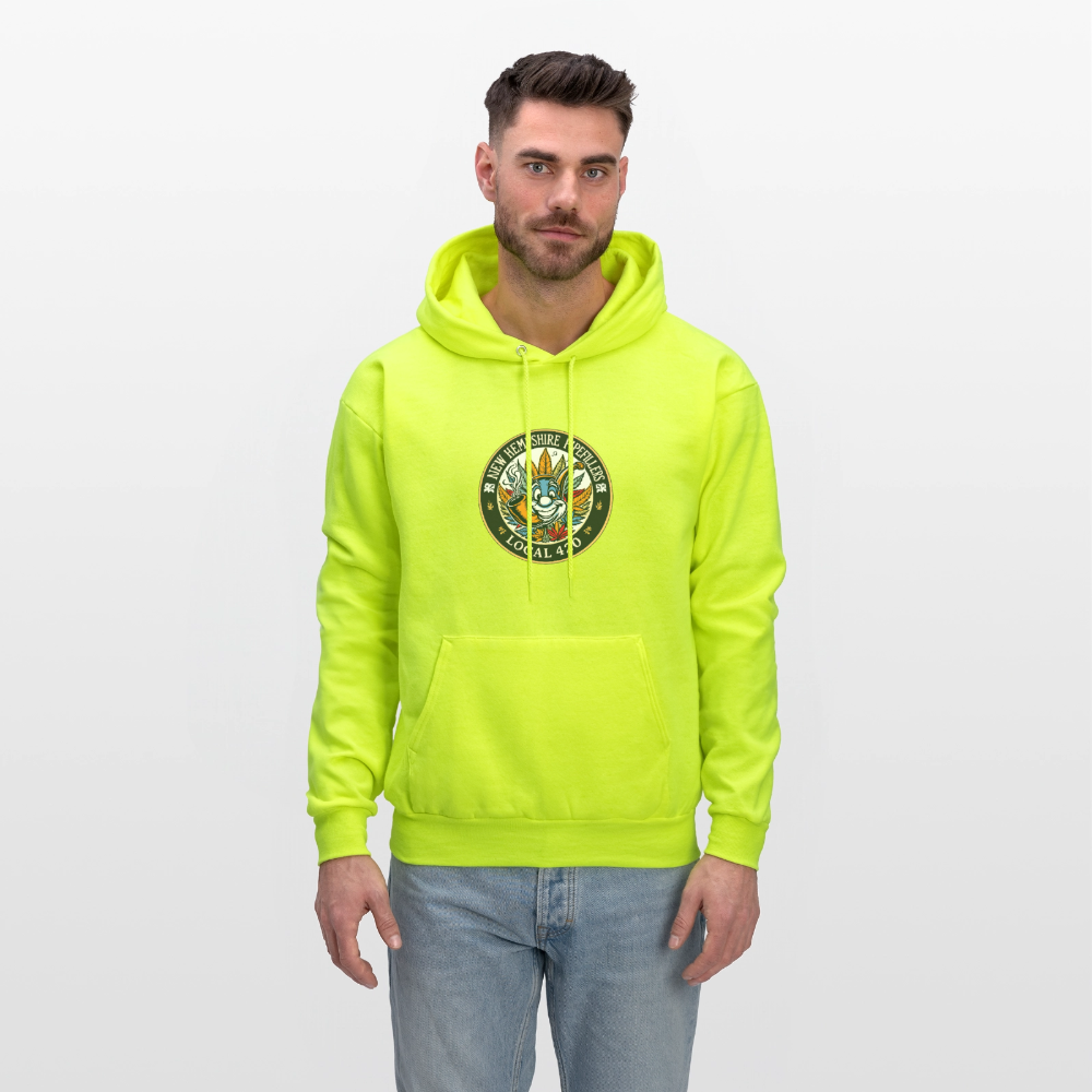 NEW HEMPSHIRE PIPEFILLERS LOCAL 420 2 EMBLEM Men's Hoodie - safety green