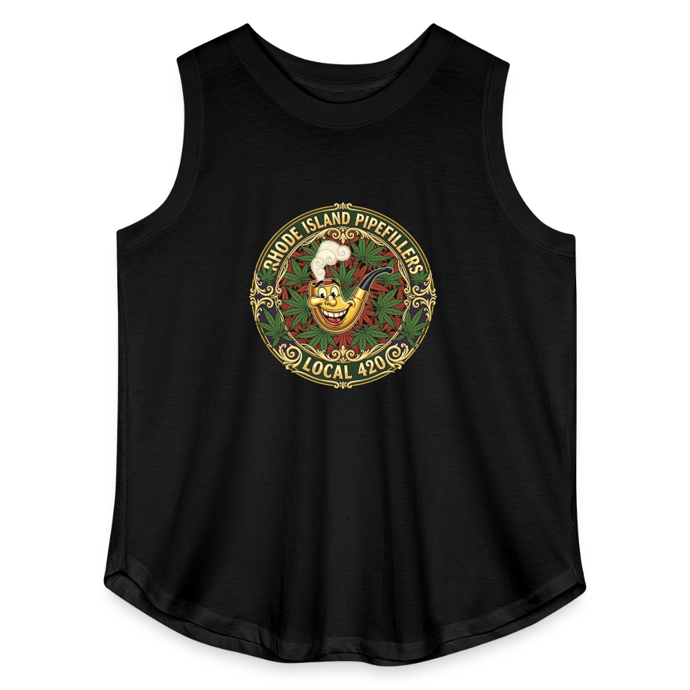 TEXAS PIPEFILLERS LOCAL 420  Women's Curvy Relaxed Tank Top - black