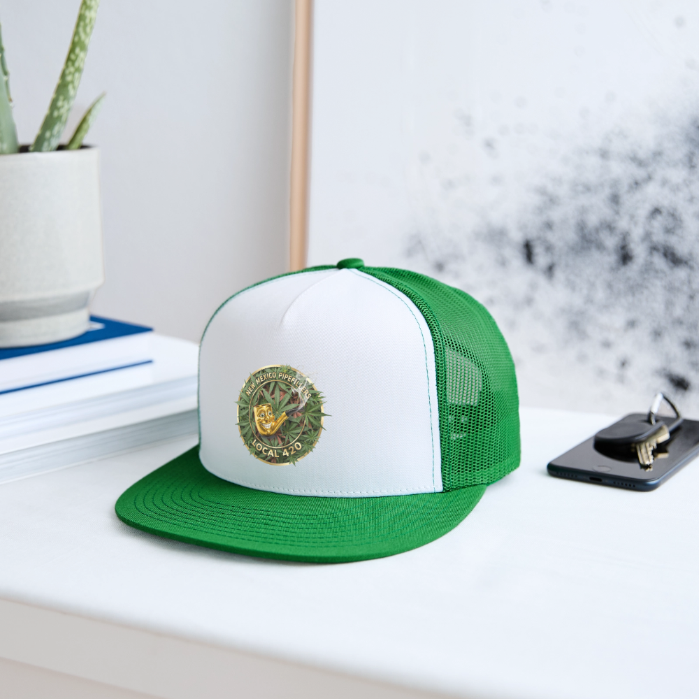 NEW MEXICO PIPEFILLERS LOCAL 420 Trucker Hat - white/kelly green