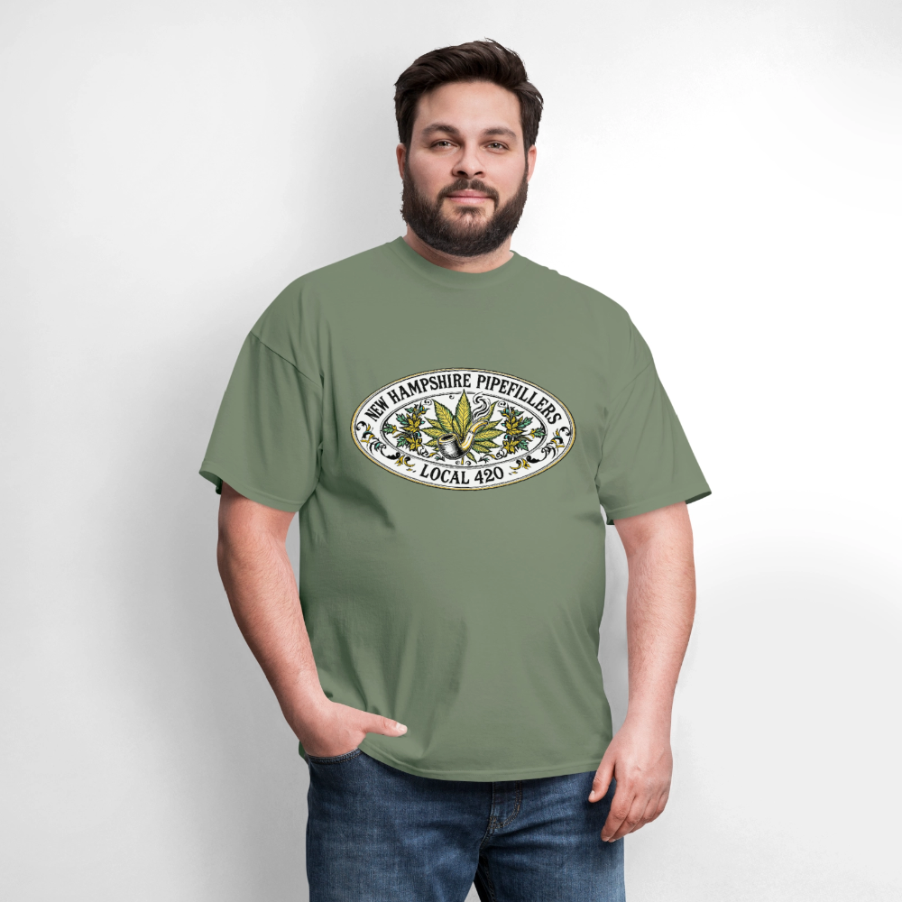 NEW HAMPSHIRE PIPEFILLERS LOCAL 420 2 EMBLEM Men's T-Shirt - military green