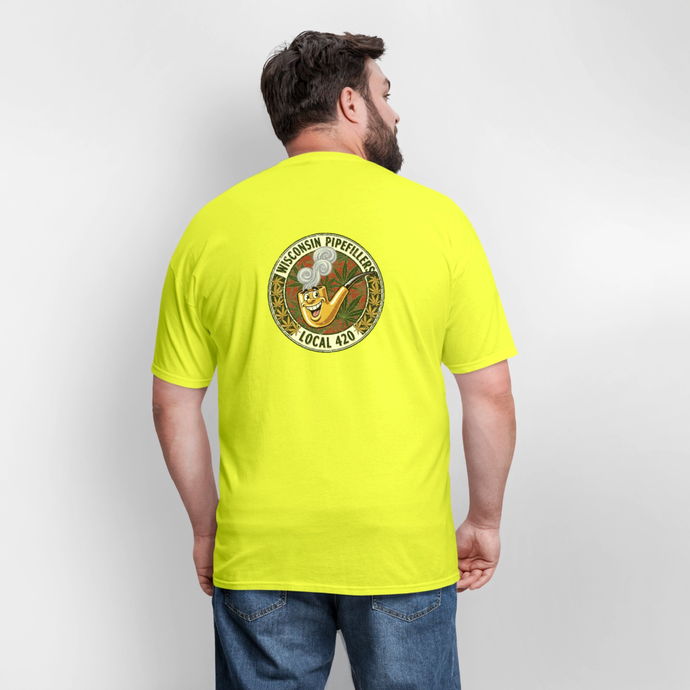 WISCONSIN PIPEFILLERS LOCL 420 F/B DESIGN Men's T-Shirt - safety green