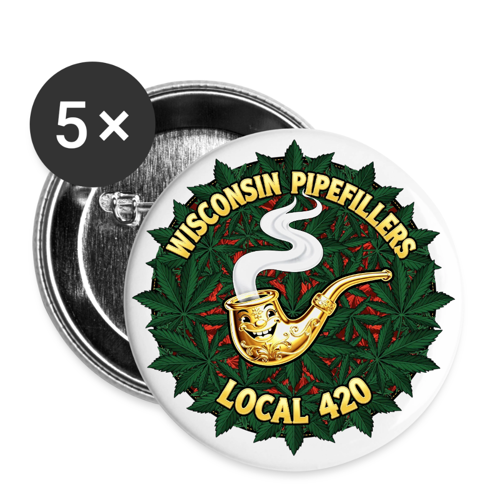 WISCONSIN PIPEFILLERS LOCAL 420 Union Buttons small 1'' (5-pack) - white