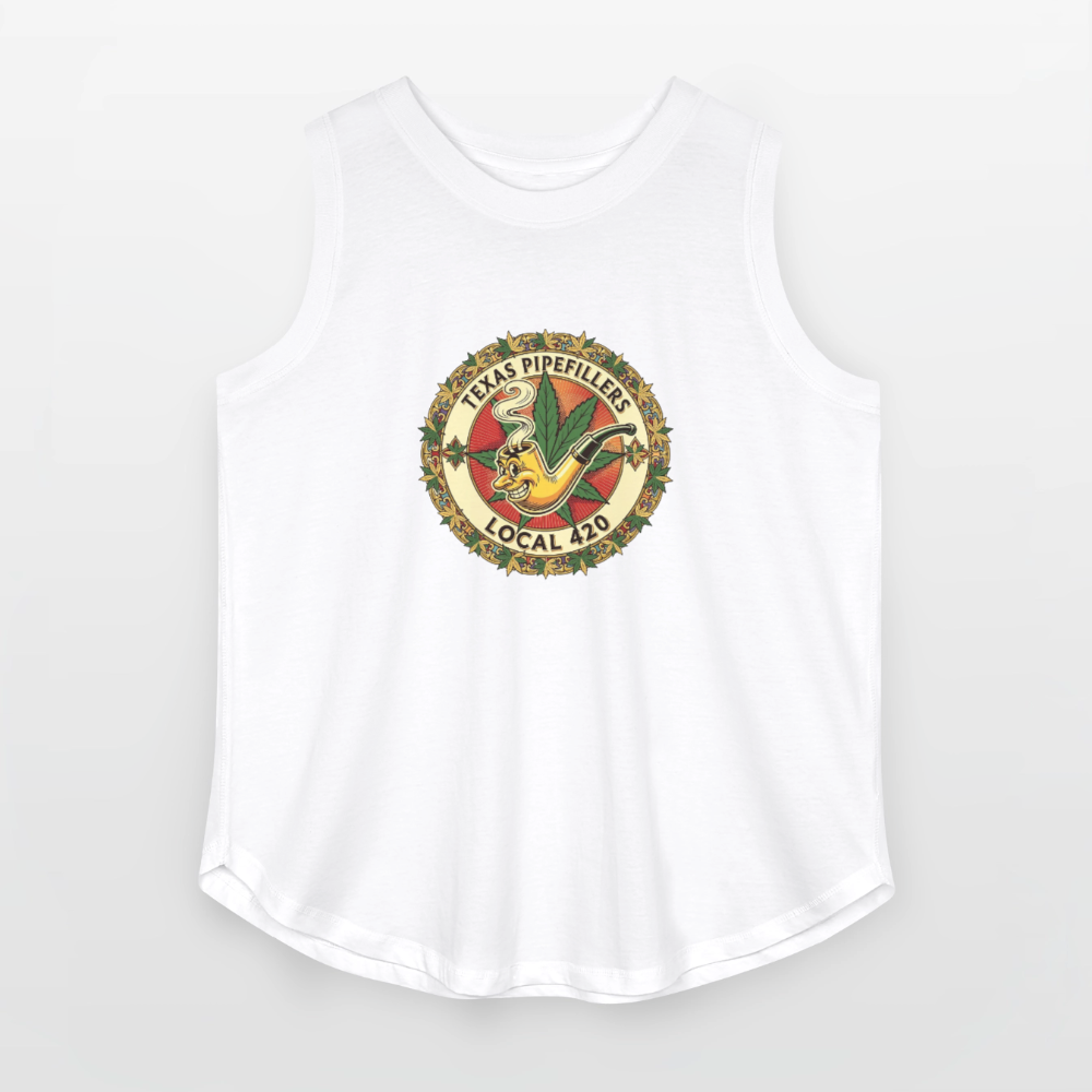 TEXAS PIPEFILLERS LOCAL 420 Women's Curvy Relaxed Tank Top - white