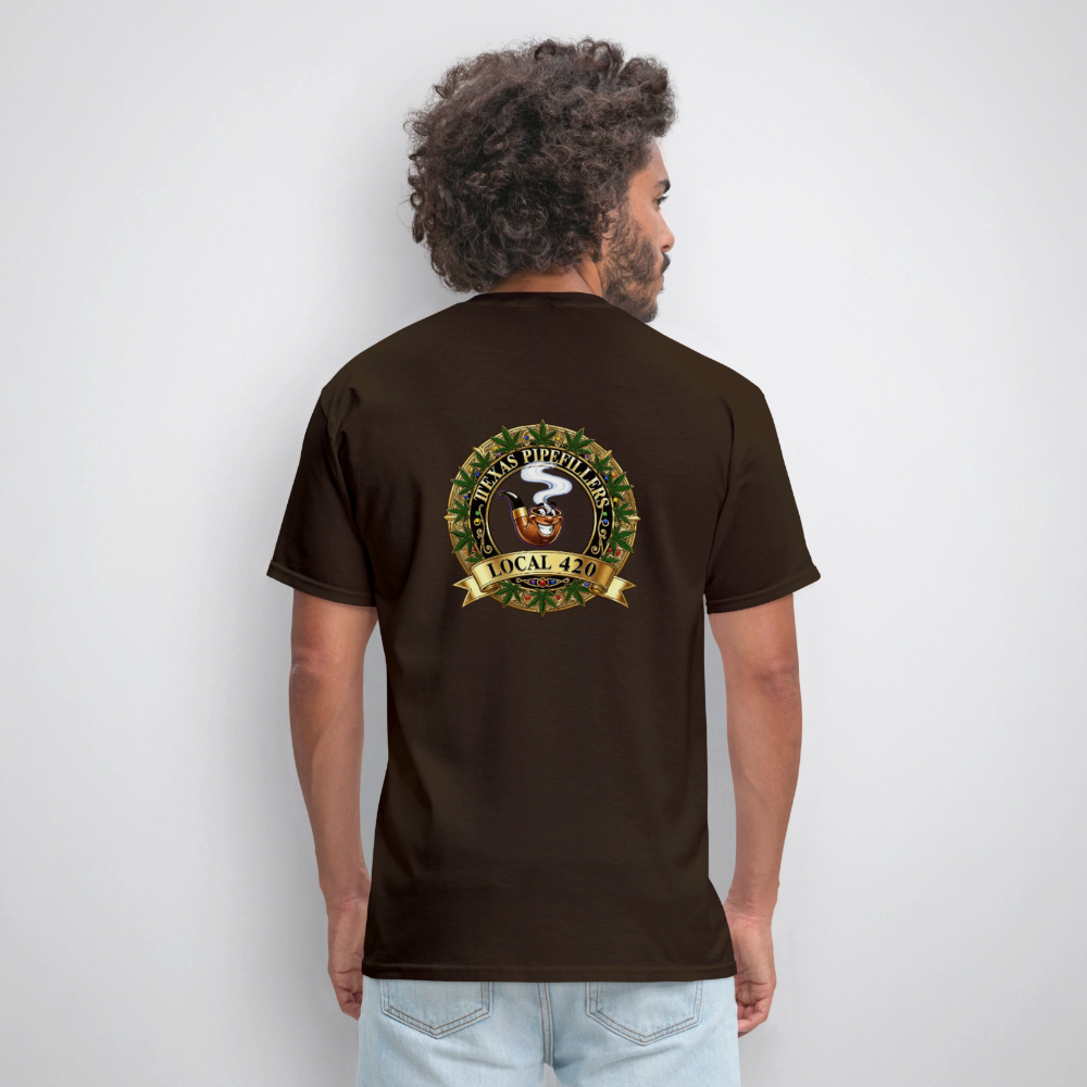 TEXAS PIPEFILLERS LOCAL 420 F/B DESIGN Men's T-Shirt - brown