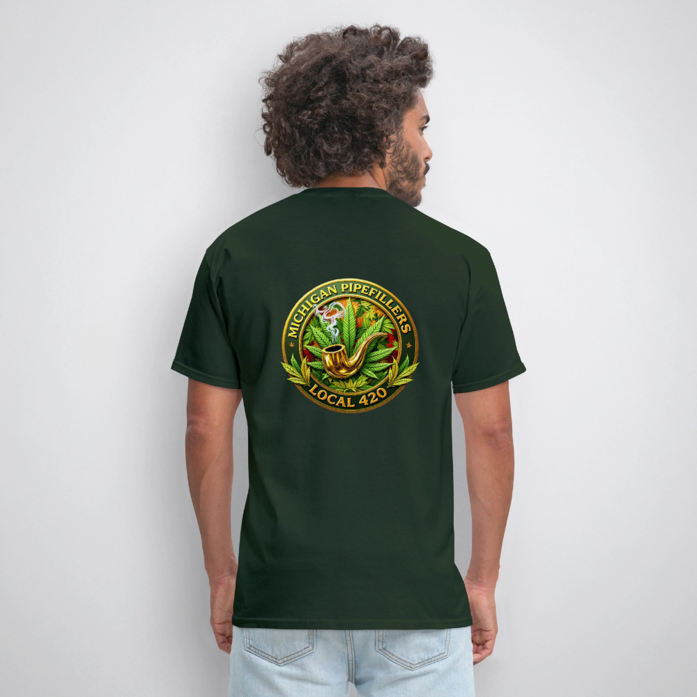 MICHIGAN PIPEFILLERS LOCAL 420 F/B DESIGN Men's T-Shirt - forest green