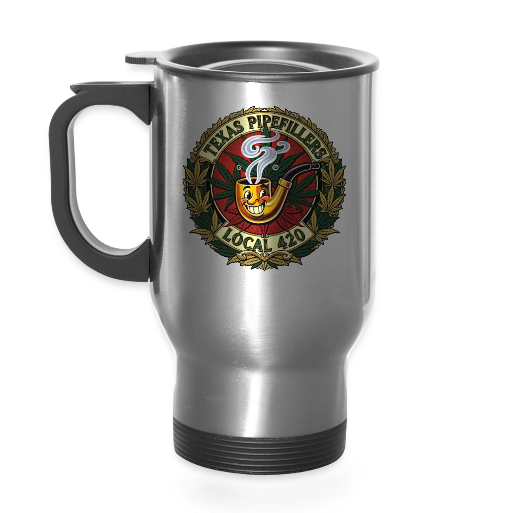 TEXAS PIPEFILLERS LOCAL 420 14oz Stainless Stel Travel Mug - silver