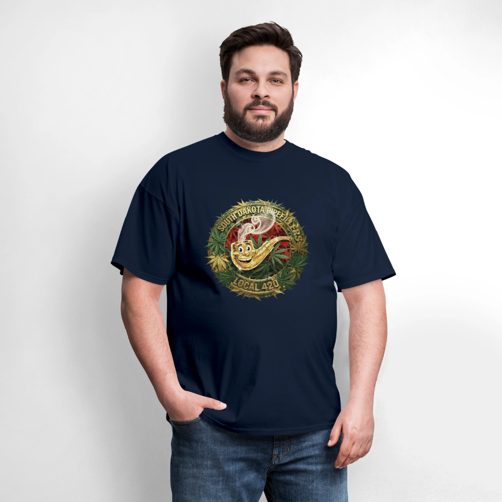 SOUTH DAKOTA PIPEFILLERS LOCAL 420  F/B DESIGN Men's T-Shirt - navy