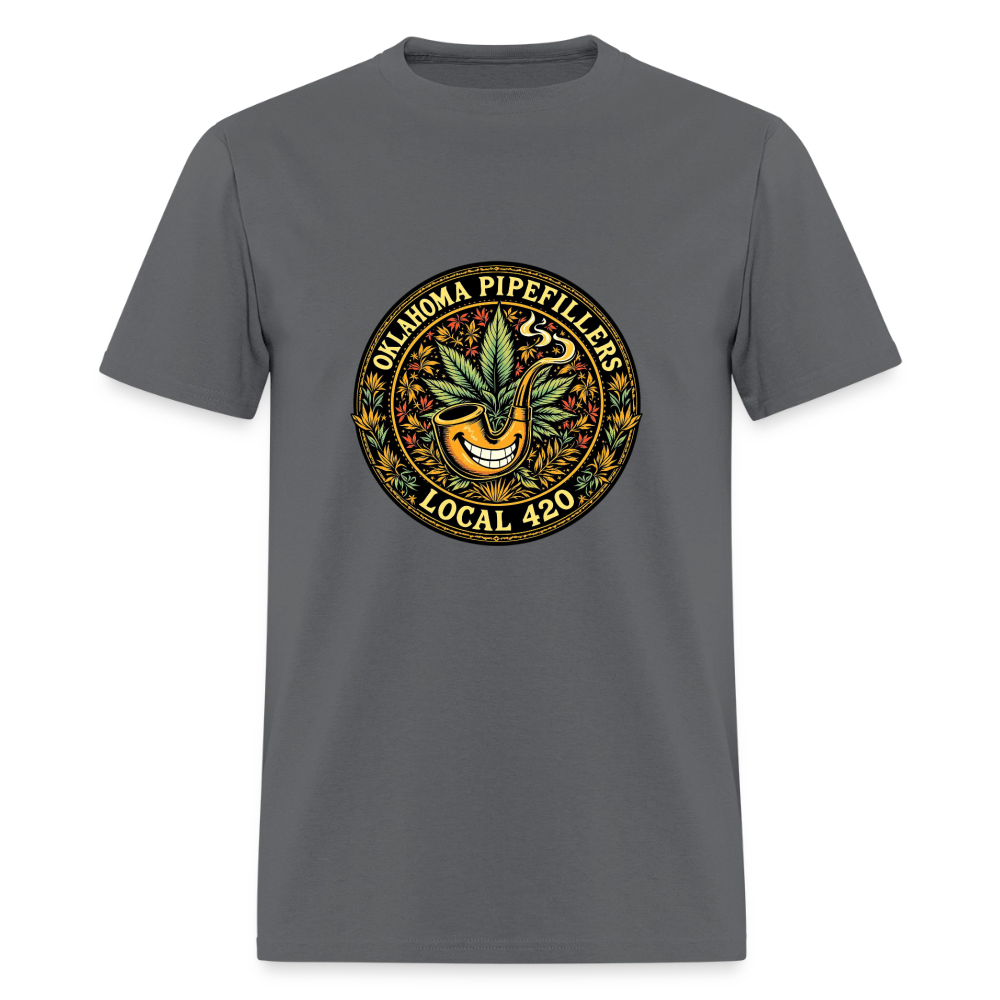 OKLAHOMA PIPEFILLERS LOCAL 420  F/B DESIGNS Men's T-Shirt - charcoal