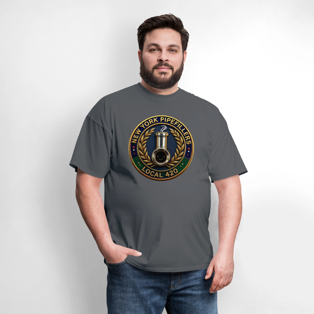 NEW YORK PIPEFILLERS LOCAL 420 F/B DESIGNS Men's T-Shirt - charcoal