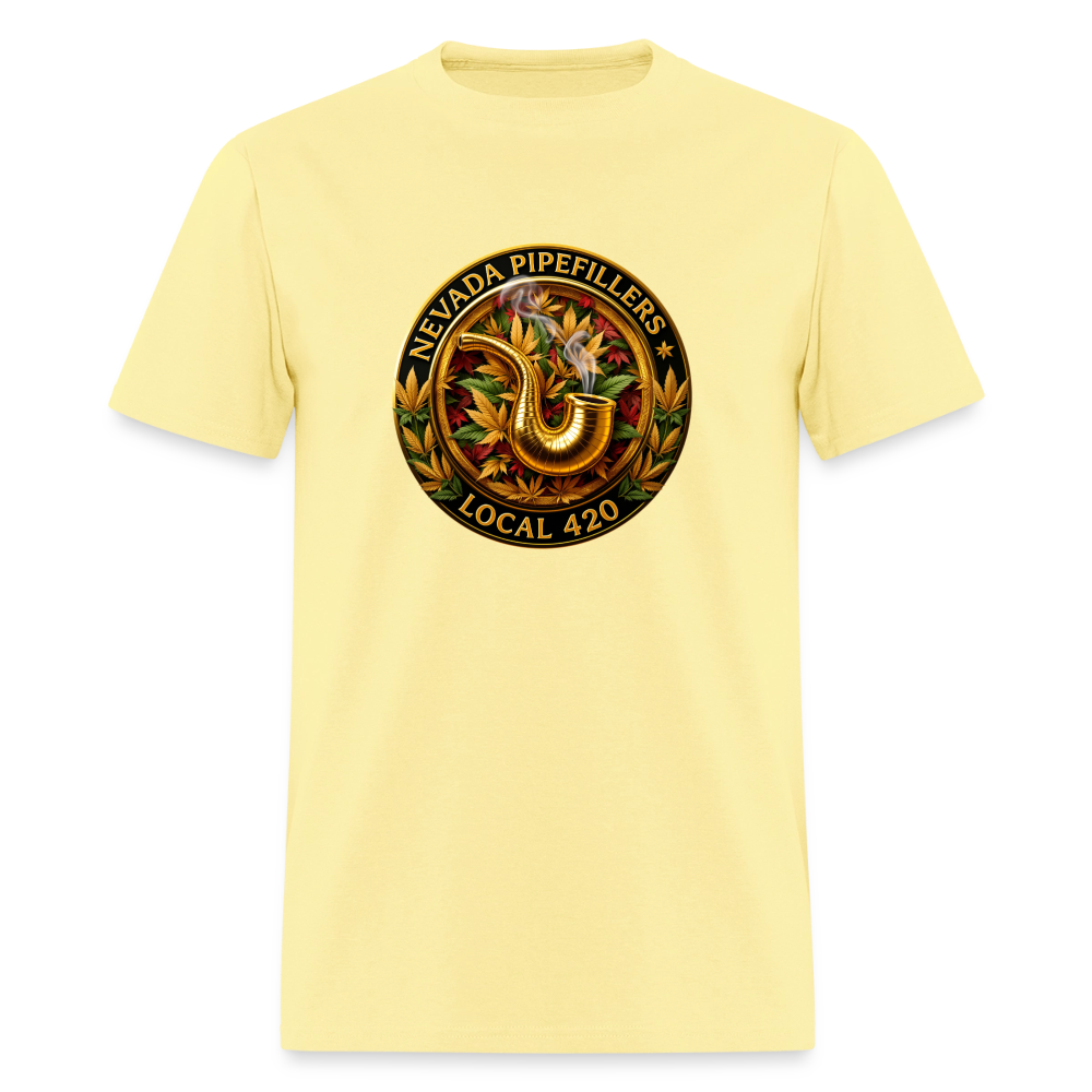 NEVADA PIPEFILLERS LOCAL 420 F/B DESIGN Men's T-Shirt - cornsilk