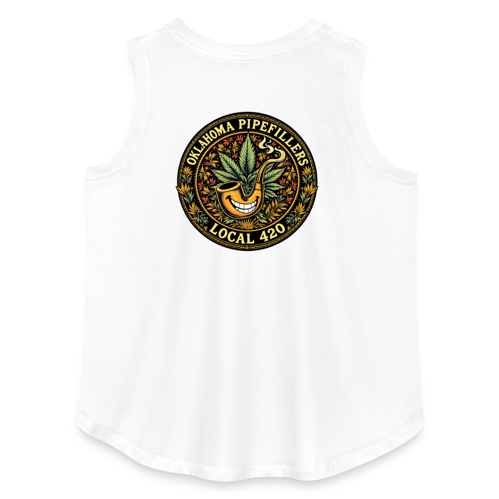 OKLAHOMA PIPEFILLERS LOCAL 420  F/B DESIGNS Women's Curvy Relaxed Tank Top - white