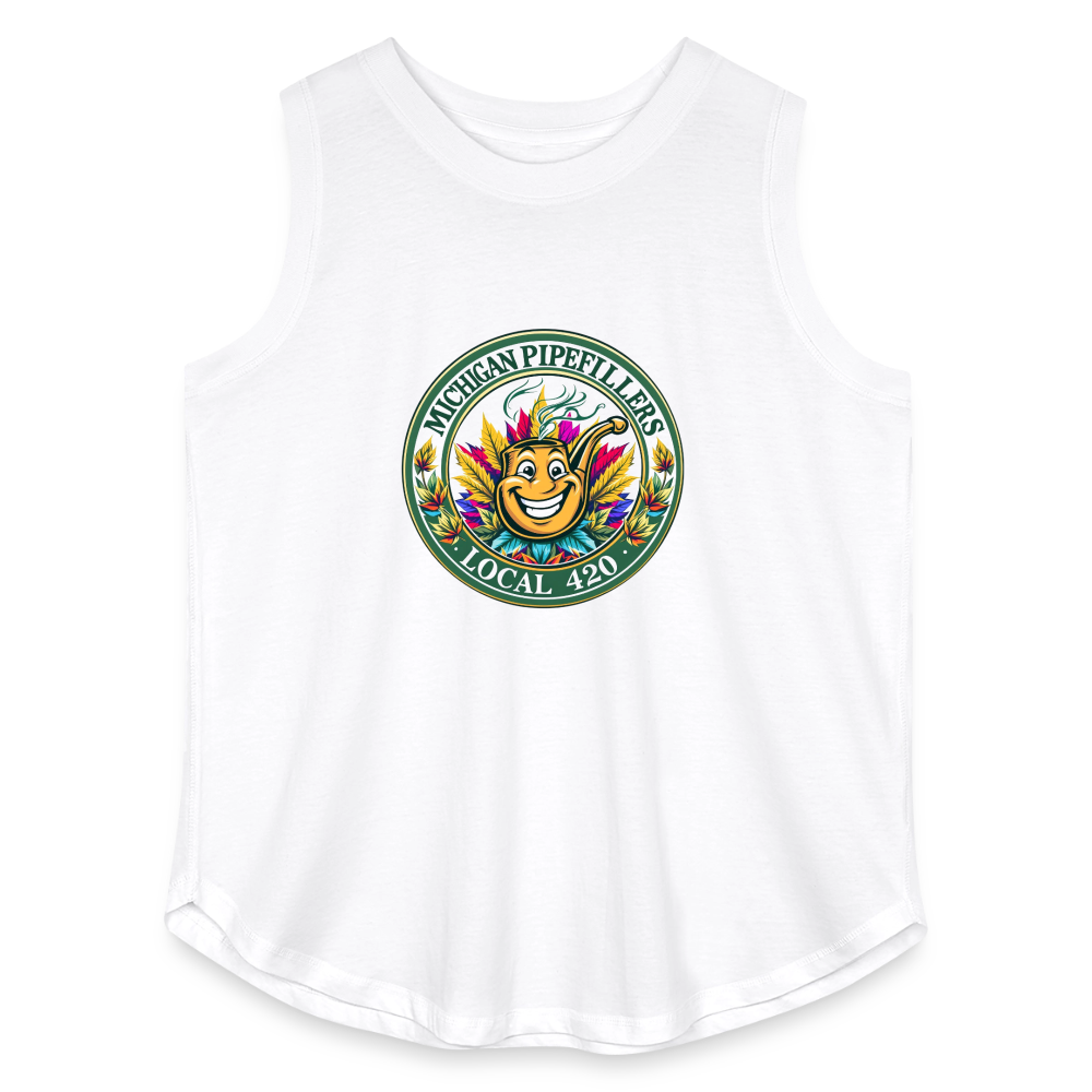 MICHIGAN PIPEFILLERS LOCAL 420 Women's Curvy Relaxed Tank Top - white