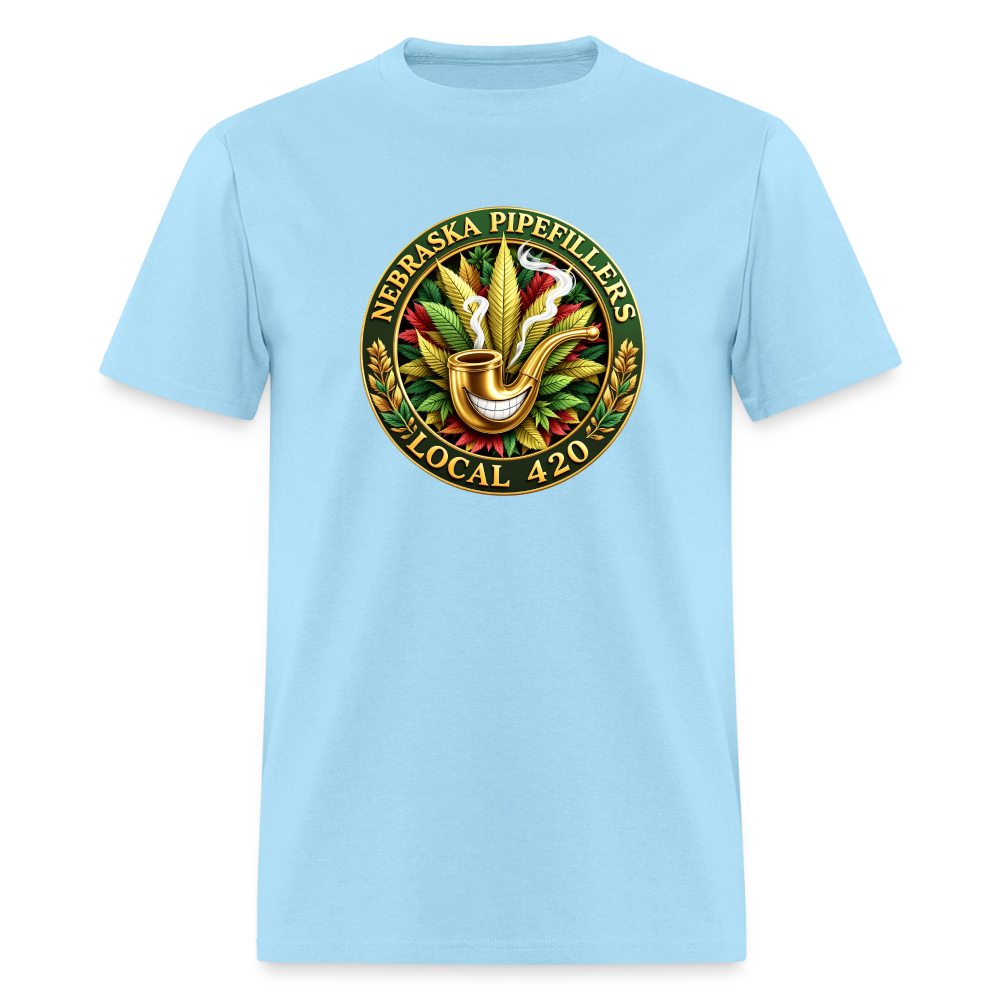 NEBRASKA PIPEFILLERS LOCAL 420 F/B DESIGNS Men's T-Shirt - powder blue