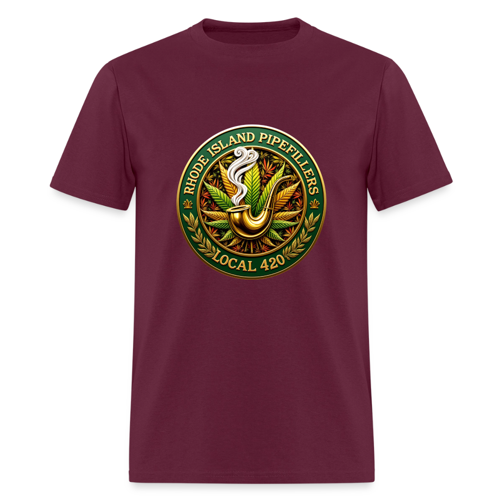 RHODE ISLAND PIPEFILLERS LOCAL 420 F/B DESIGNS Men's T-Shirt - burgundy