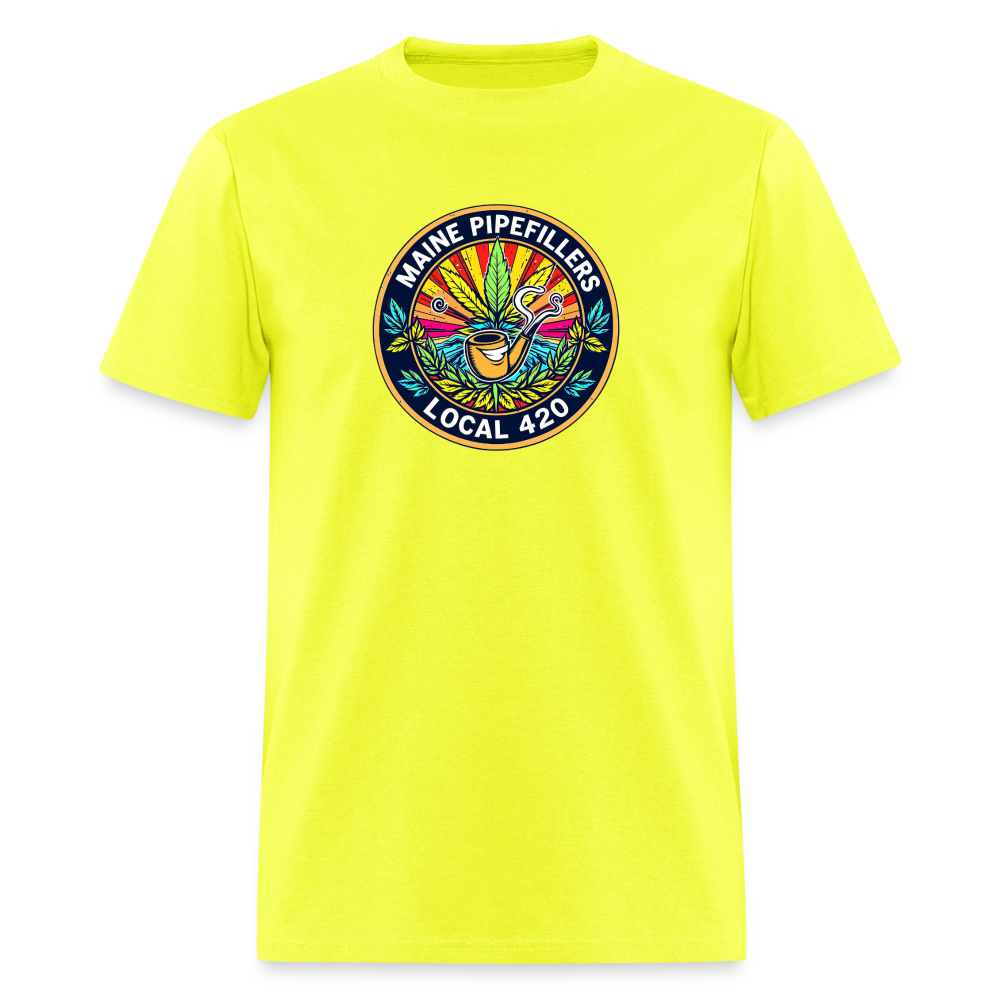 MAINE PIPEFILLERS LOCAL 420 2 EMBLEM Men's T-Shirt - safety green