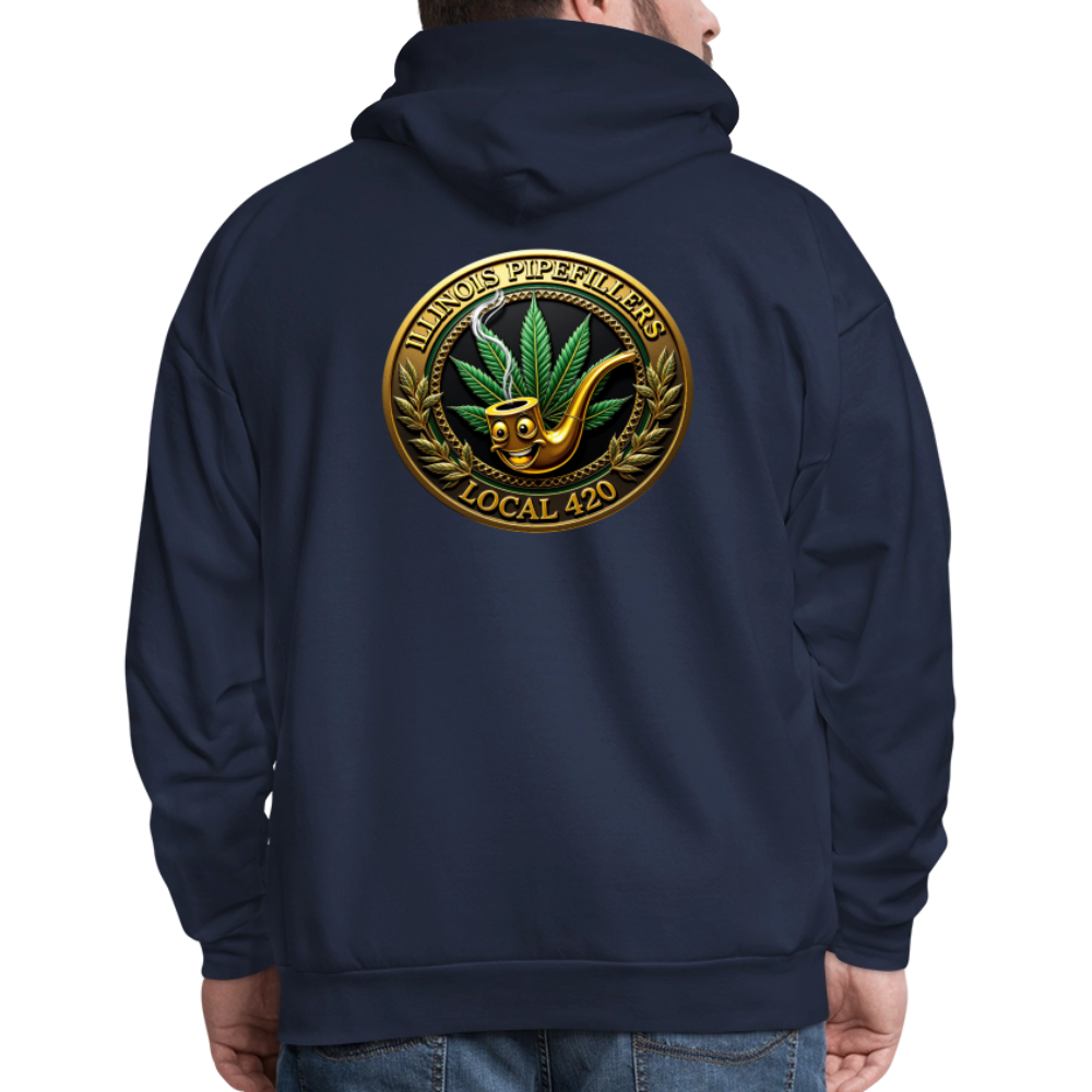 ILLINOIS PIPEFILLERS LOCAL 420 F/B EMBLEMS Men's Hoodie - navy