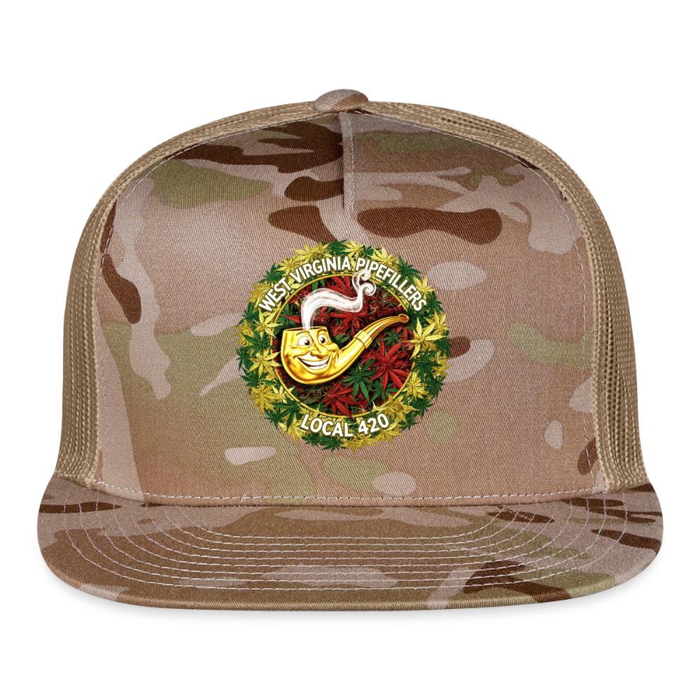 WEST VIRGINIA PIPIEFILLERS LOCAL 420 CAMO Trucker Hat - MultiCam\tan