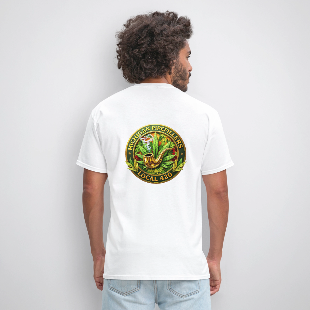 MICHIGAN PIPEFILLERS LOCAL 420 F/B DESIGN Men's T-Shirt - white