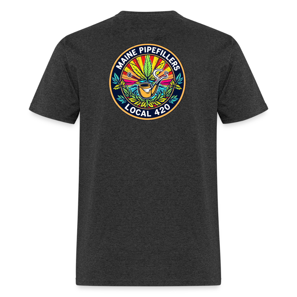 MAINE PIPEFILLERS LOCAL 420 2 EMBLEM Men's T-Shirt - heather black