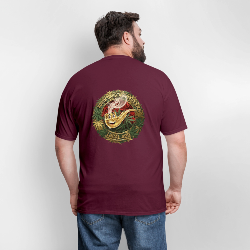 SOUTH DAKOTA PIPEFILLERS LOCAL 420  F/B DESIGN Men's T-Shirt - burgundy