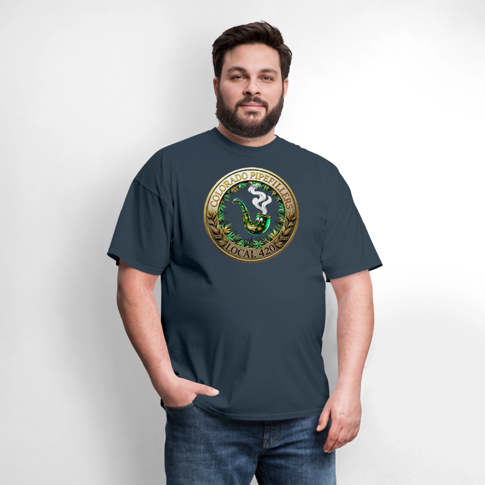 COLORADO PIPEFILLERS LOCAL 420 F/B EMBLEMS Men's T-Shirt -  blue dusk