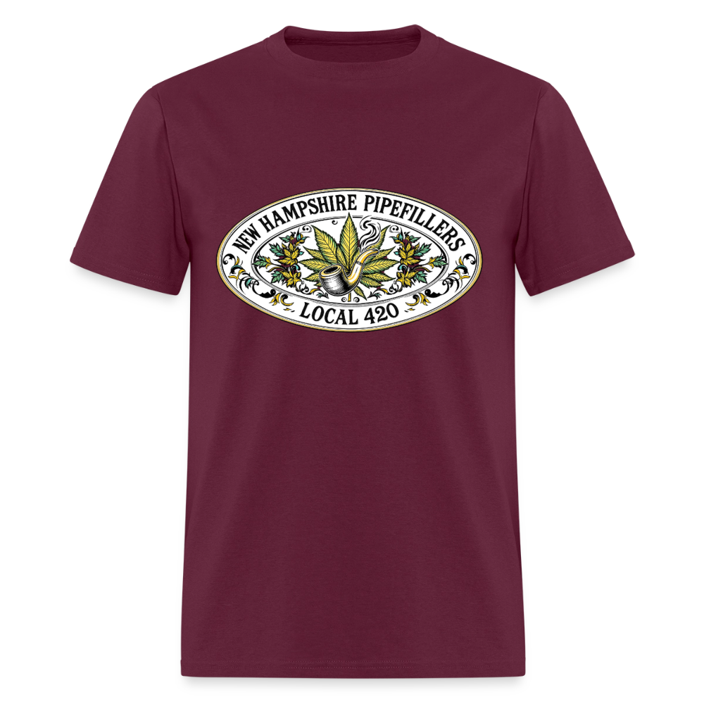 NEW HAMPSHIRE PIPEFILLERS LOCAL 420 2 EMBLEM Men's T-Shirt - burgundy