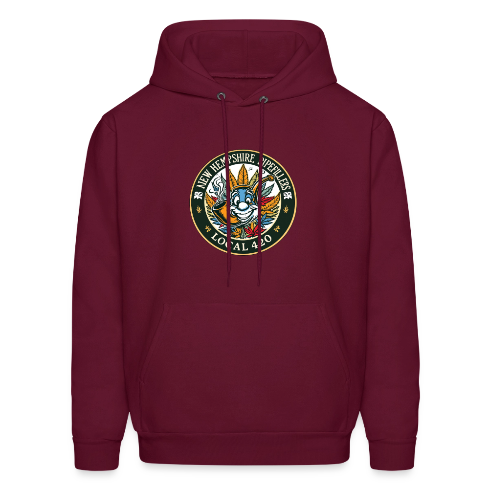 NEW HEMPSHIRE PIPEFILLERS LOCAL 420 2 EMBLEM Men's Hoodie - burgundy