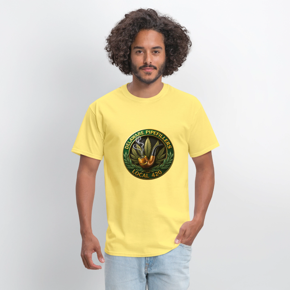 DELAWARE  PIPEFILLERS LOCAL 420 Men's T-Shirt - cornsilk